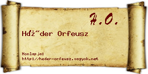 Héder Orfeusz névjegykártya
